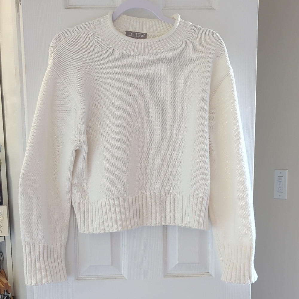 J. Crew Women's White Cotton Rollneck Sweater